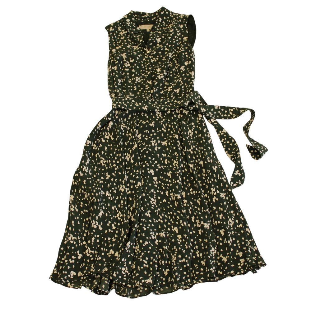 HOBBS London Belinda Contemporary Petal Print Fit & Flare Dress Green Size 4